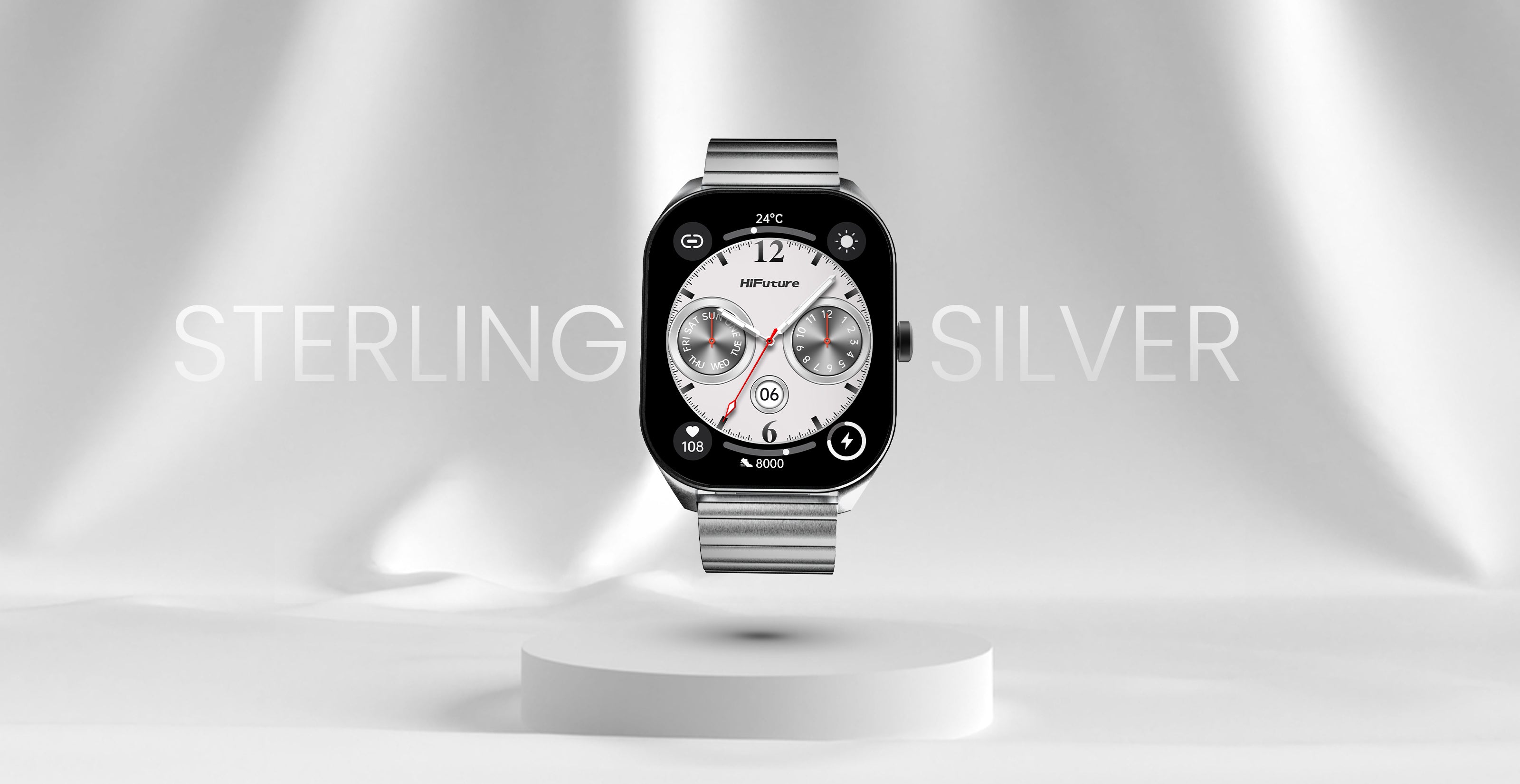 Apex smartwatch sterling silver color