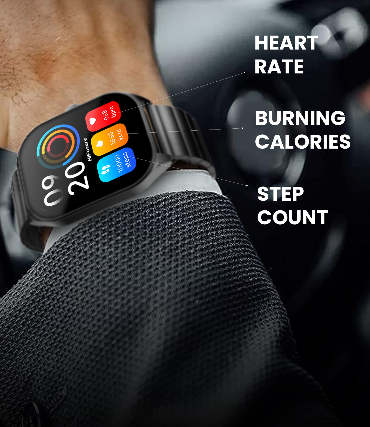 Step count and heart rate monitoring Apex Smartwatch 