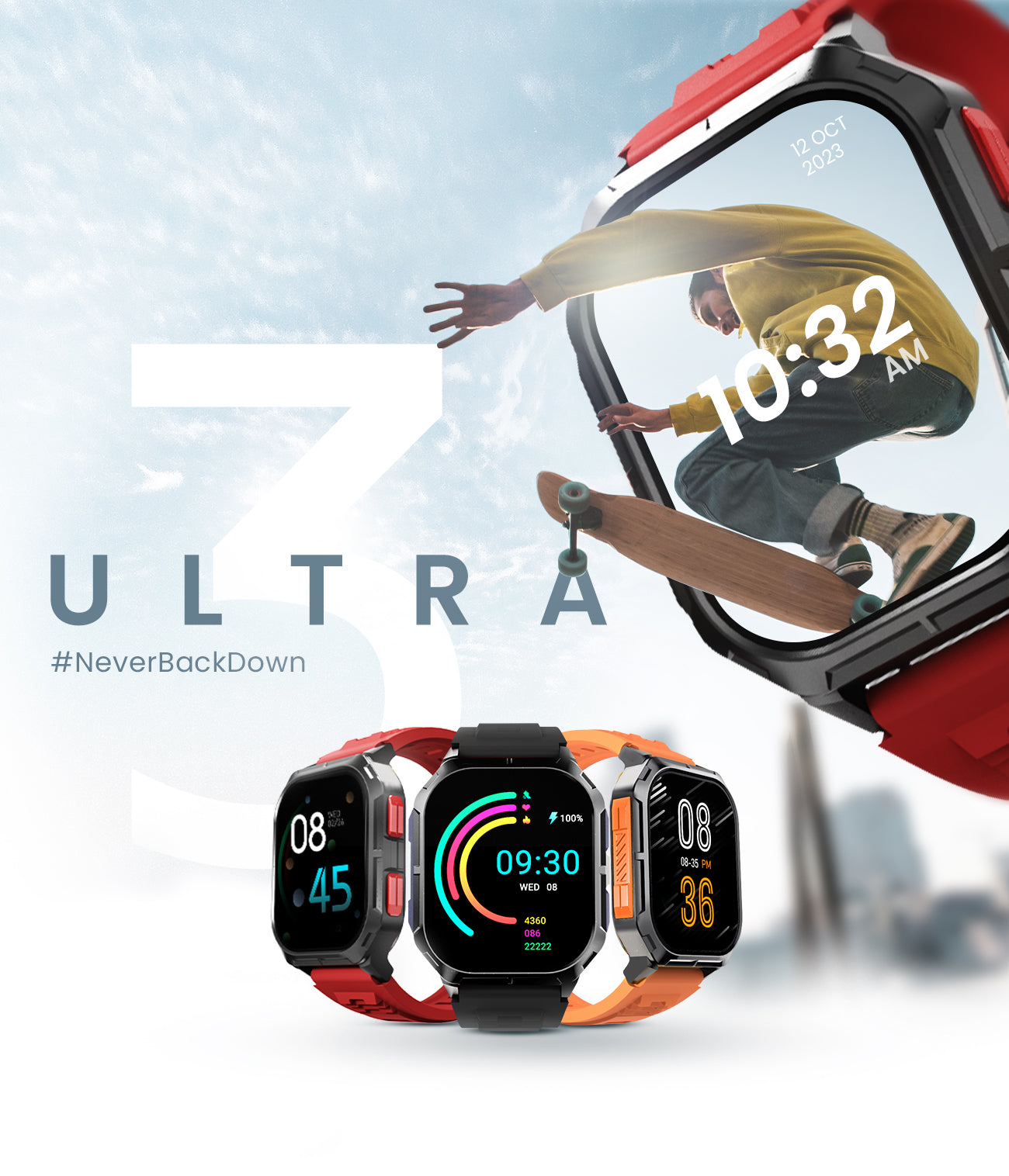 HiFuture Ultra3 Smartwatch with a Spectacular 2.0-inch IPS Display with  240×296 Pixels Resolution , Wireless Calling, IP68 Waterproof Rating